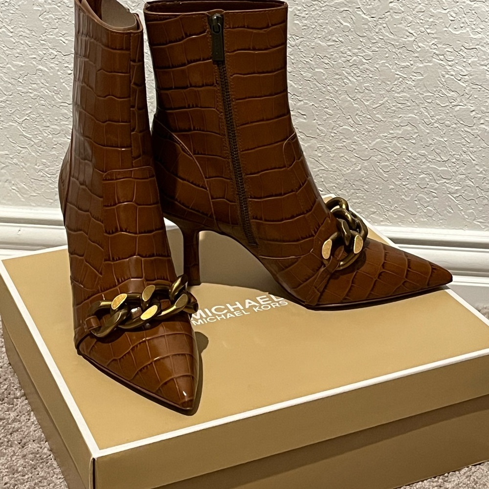 Michael Kors Scarlet Ankle Bootie Embossed Croc Leather
